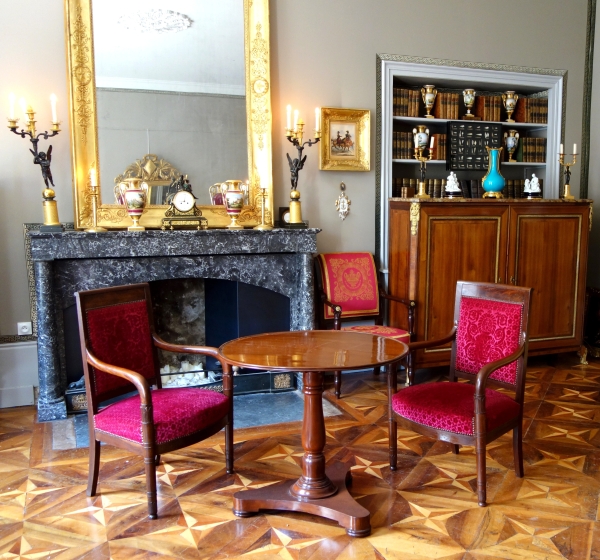 Paire de fauteuils d'époque Empire en acajou - velours frappé de la Manufacture Bonvallet