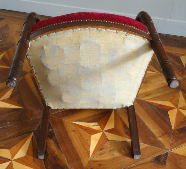 Paire de fauteuils d'époque Empire en acajou - velours frappé de la Manufacture Bonvallet