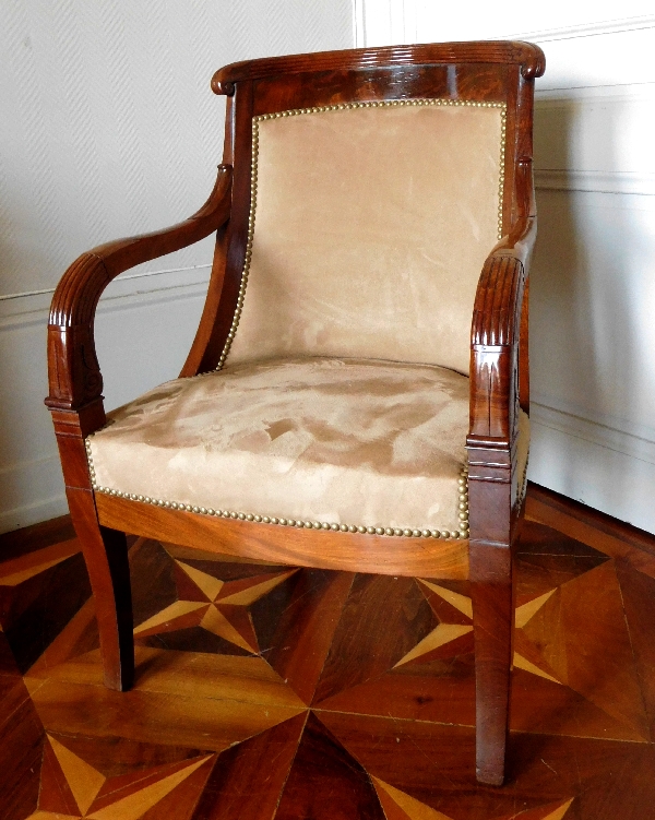 Pair of mahogany gondole armchairs - Empire Restoration period - early 19th century