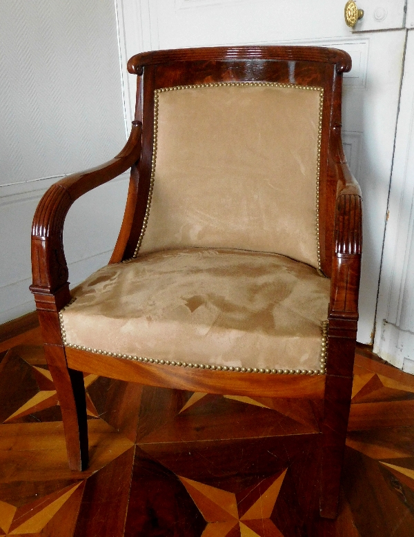 Pair of mahogany gondole armchairs - Empire Restoration period - early 19th century