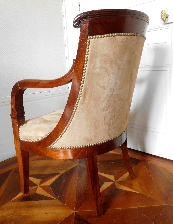 Pair of mahogany gondole armchairs - Empire Restoration period - early 19th century