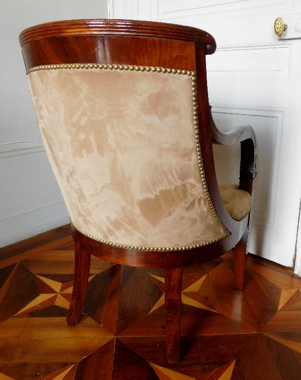 Pair of mahogany gondole armchairs - Empire Restoration period - early 19th century