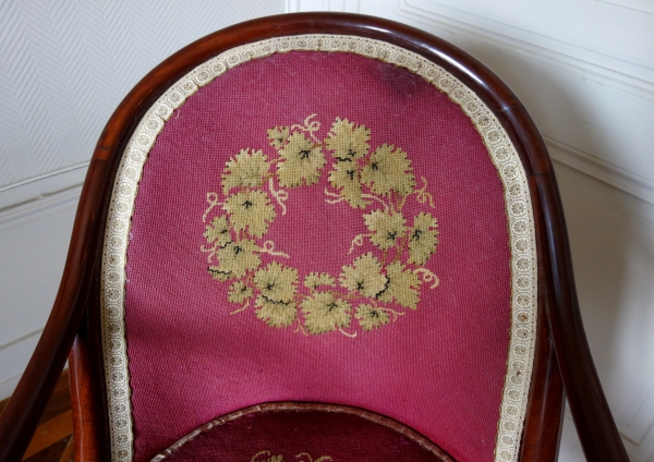 Pair of early 19th century mahogany armchairs, La Rochefoucauld family at Château de Verteuil