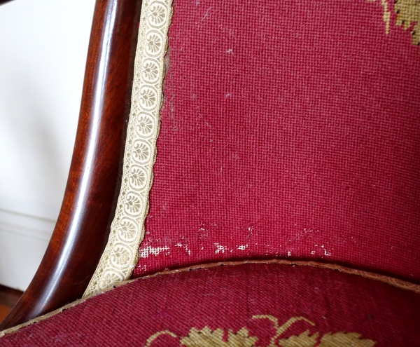 Pair of early 19th century mahogany armchairs, La Rochefoucauld family at Château de Verteuil