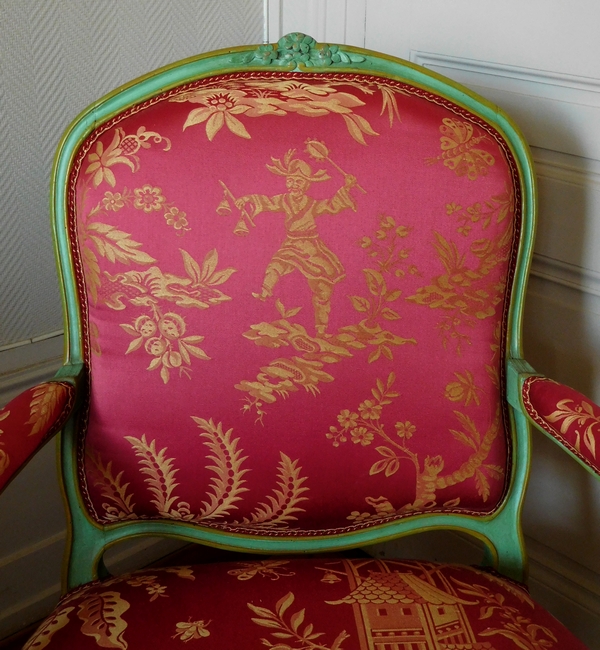 Pierre Bara : pair of Louis XV armchairs - Chinese decoration - stamped
