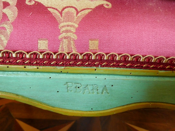 Pierre Bara : paire de fauteuils à la Reine d'époque Louis XV aux chinoiseries - estampillés