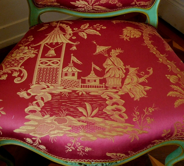 Pierre Bara : paire de fauteuils à la Reine d'époque Louis XV aux chinoiseries - estampillés