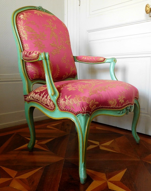 Pierre Bara : paire de fauteuils à la Reine d'époque Louis XV aux chinoiseries - estampillés