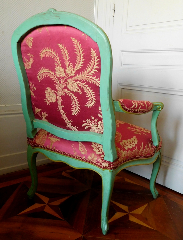 Pierre Bara : paire de fauteuils à la Reine d'époque Louis XV aux chinoiseries - estampillés