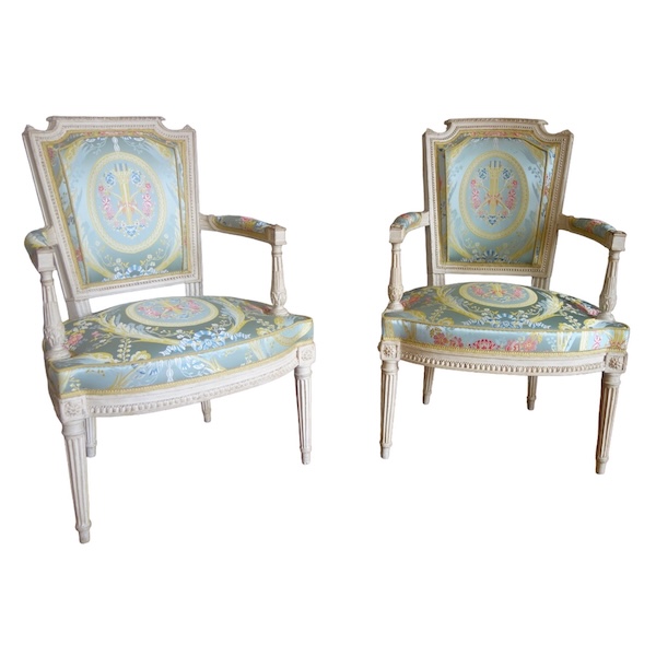 Paul-François Jean : paire de fauteuils cabriolets d'époque Louis XVI estampillés