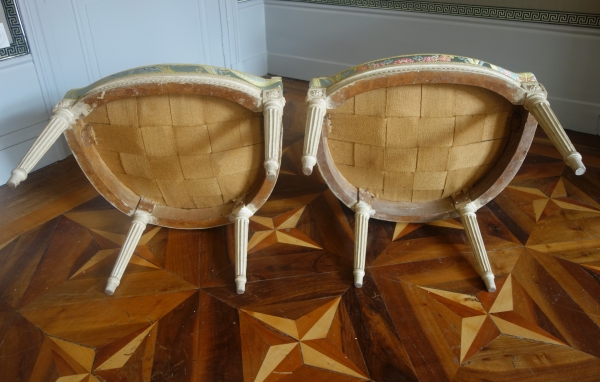 Paul-François Jean : paire de fauteuils cabriolets d'époque Louis XVI estampillés
