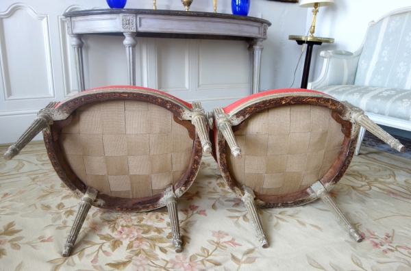 Pair of Louis XVI cabriolet armchairs attributed to Henri Jacob - 18th century