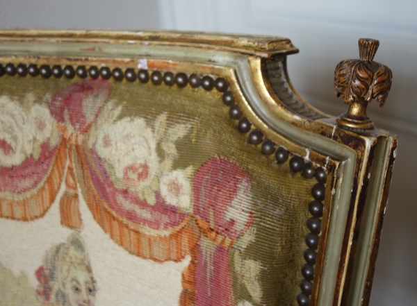 Pair of Louis XVI cabriolet armchairs - Aubusson tapestry - 18th century