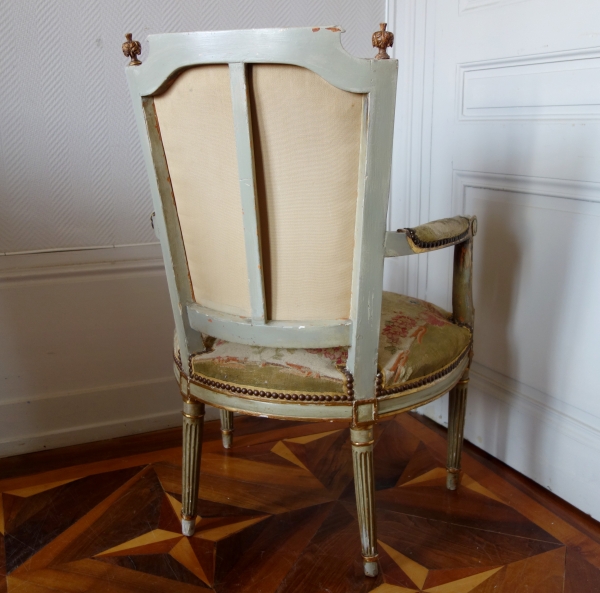 Pair of Louis XVI cabriolet armchairs - Aubusson tapestry - 18th century