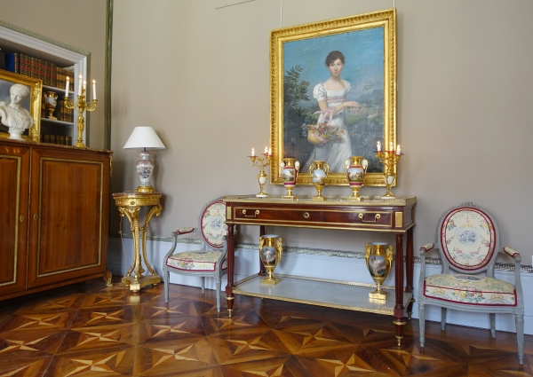 Claude Sené : paire de fauteuils cabriolet médaillon d'époque Louis XVI - estampille