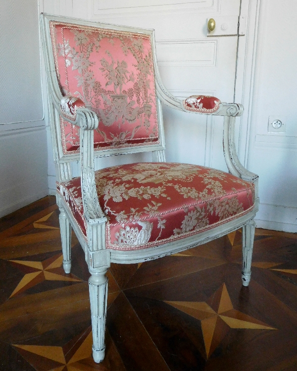 Pair of LXVI a la Reine armchairs stamped JB Boulard - seatmaker of the King