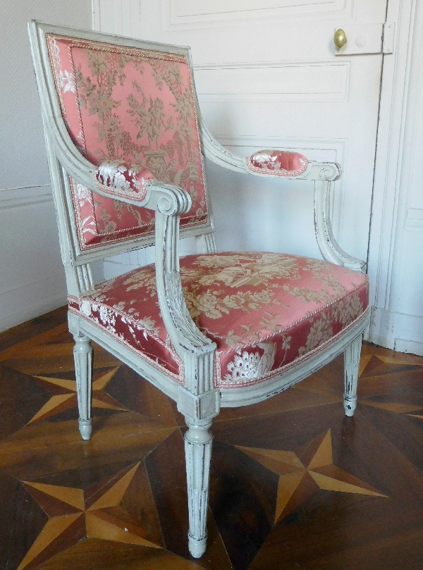 Pair of LXVI a la Reine armchairs stamped JB Boulard - seatmaker of the King