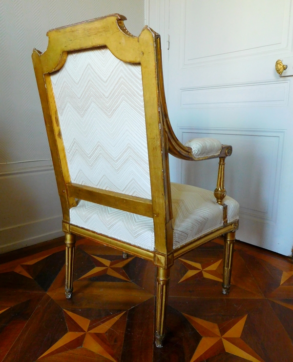 Pair of Louis XVI armchairs, gilt wood, 18th century