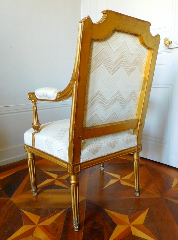 Pair of Louis XVI armchairs, gilt wood, 18th century