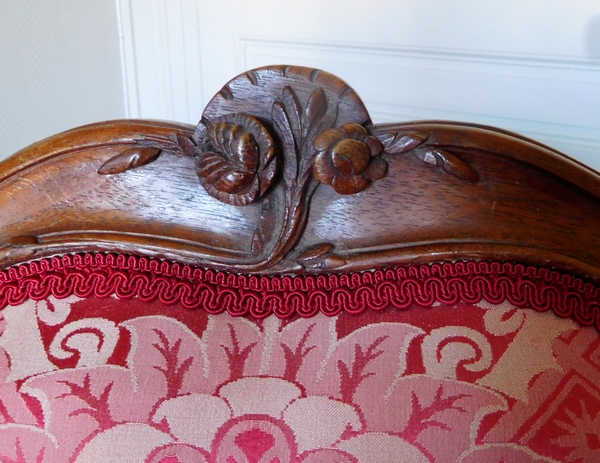 Pair of a la Reine Louis XV walnut armchairs, mid-18th century