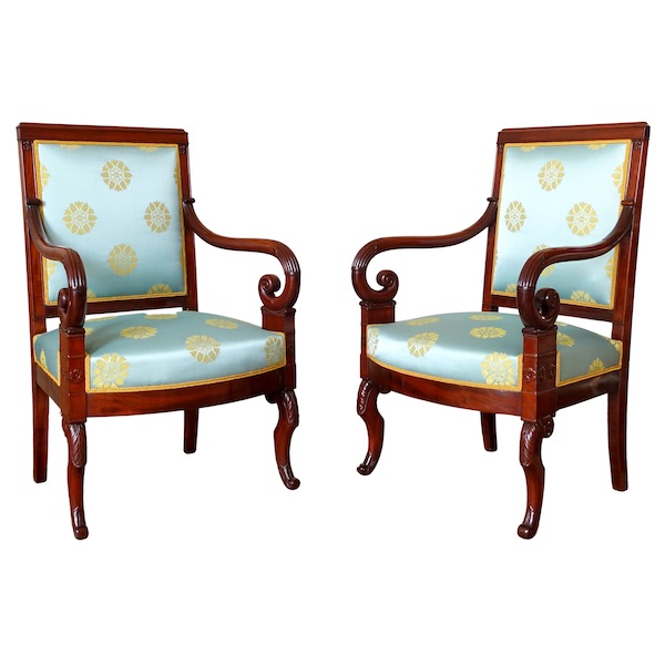 Pair of mahogany armchairs attributed to Jeanselme - early 19th century