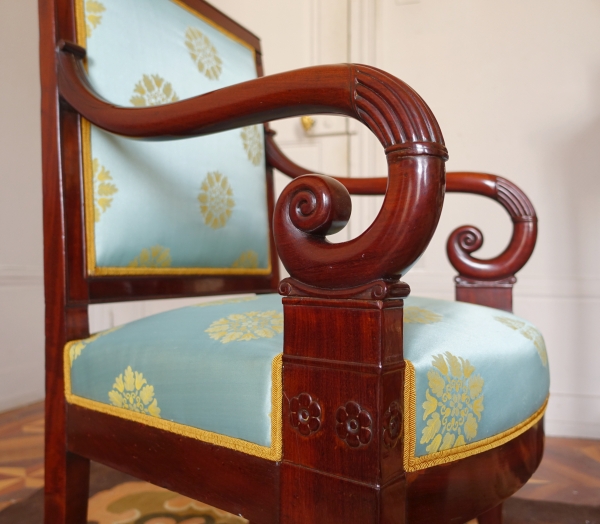 Pair of mahogany armchairs attributed to Jeanselme - early 19th century