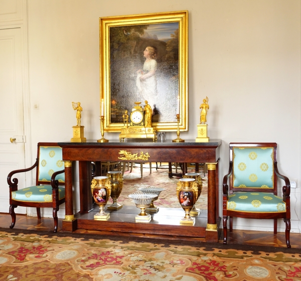 Pair of mahogany armchairs attributed to Jeanselme - early 19th century