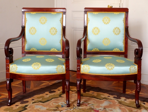 Pair of mahogany armchairs attributed to Jeanselme - early 19th century