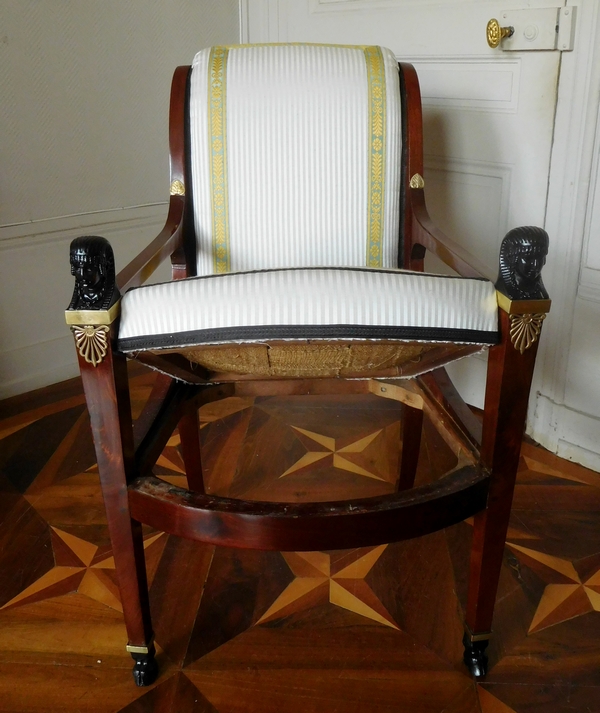 Pair of Directoire / Consulate period mahogany armchairs attributed to Jacob Freres