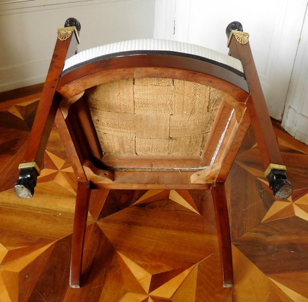 Pair of Directoire / Consulate period mahogany armchairs attributed to Jacob Freres