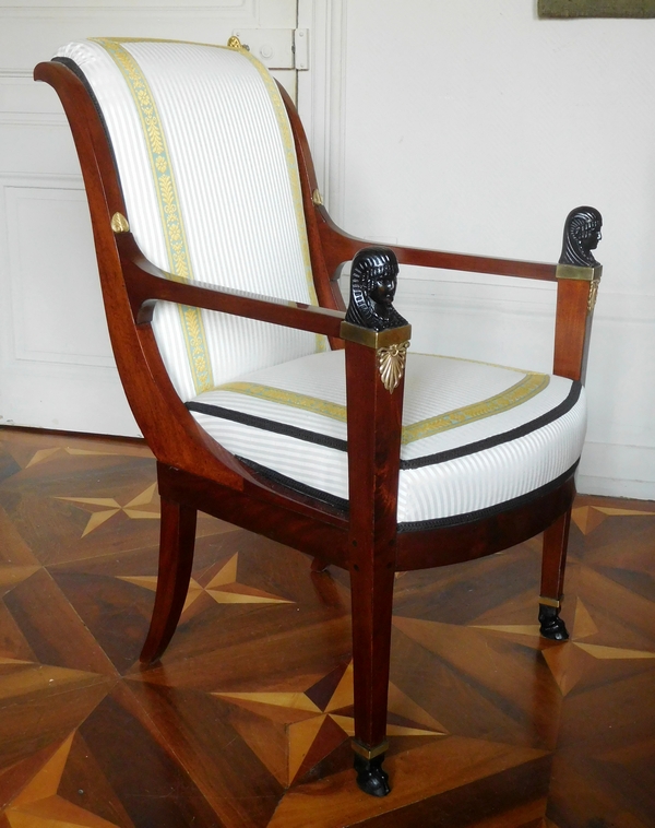 Pair of Directoire / Consulate period mahogany armchairs attributed to Jacob Freres