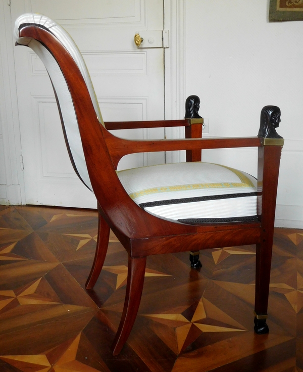 Pair of Directoire / Consulate period mahogany armchairs attributed to Jacob Freres