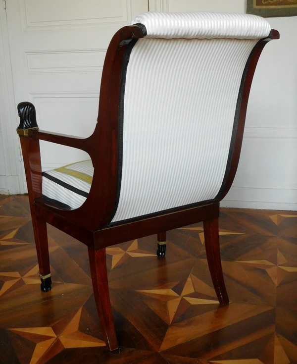 Pair of Directoire / Consulate period mahogany armchairs attributed to Jacob Freres