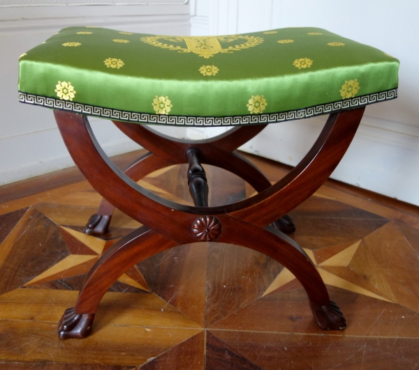 Pair of Empire style mahogany stools