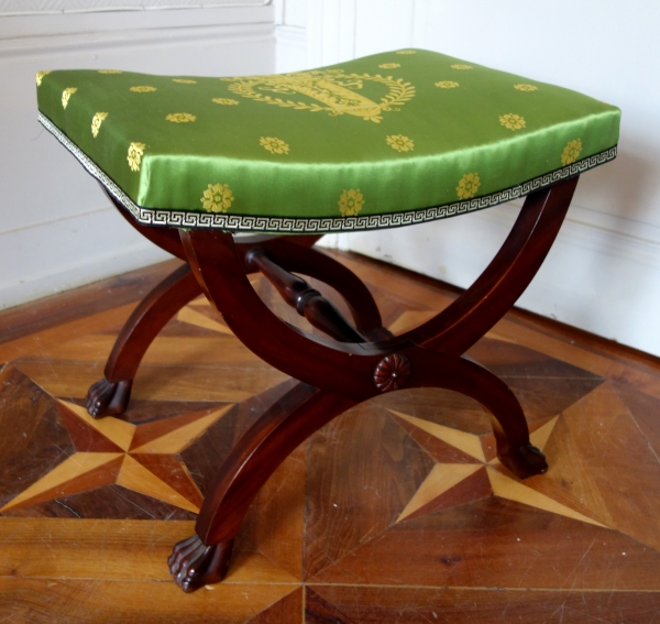 Pair of Empire style mahogany stools