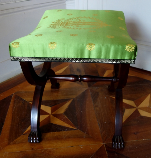 Pair of Empire style mahogany stools