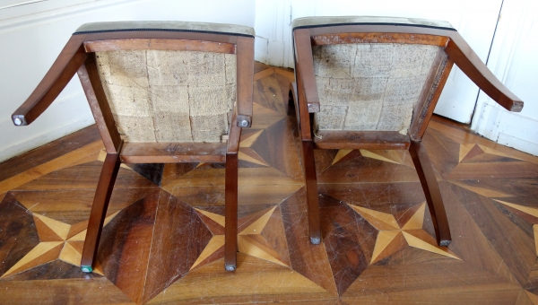 Empire mahogany armchairs set, 2 armchairs and 2 chairs, early 19th century circa 1800