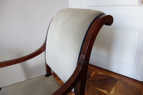 Mobilier de salon d'époque Consulat Empire en acajou - paire de fauteuils & de chaises vers 1800