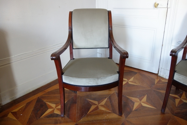 Empire mahogany armchairs set, 2 armchairs and 2 chairs, early 19th century circa 1800