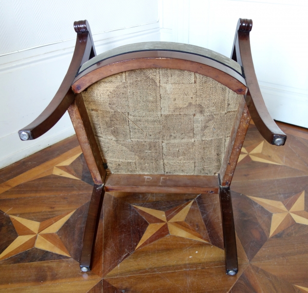 Empire mahogany armchairs set, 2 armchairs and 2 chairs, early 19th century circa 1800