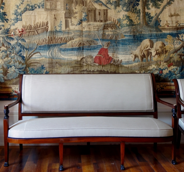 Empire mahogany living room suite : a sofa and 4 armchairs - early 19th century circa 1800