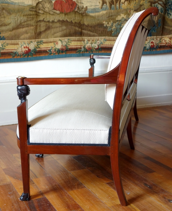 Salon d'époque Directoire Consulat en acajou  : canapé et 4 fauteuils - vers 1800