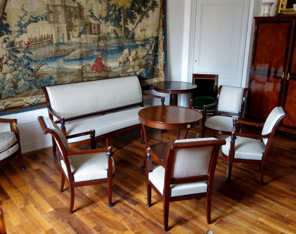 Empire mahogany living room suite : a sofa and 4 armchairs - early 19th century circa 1800