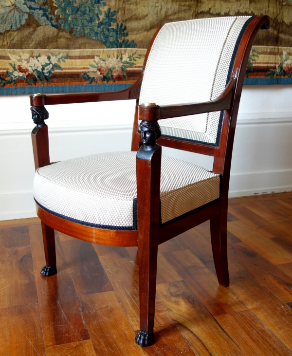 Empire mahogany living room suite : a sofa and 4 armchairs - early 19th century circa 1800