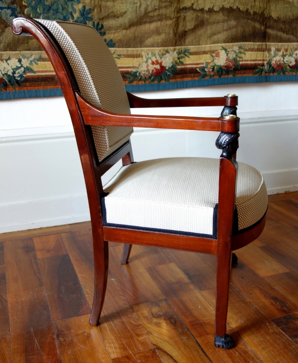 Empire mahogany living room suite : a sofa and 4 armchairs - early 19th century circa 1800