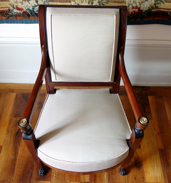 Empire mahogany living room suite : a sofa and 4 armchairs - early 19th century circa 1800