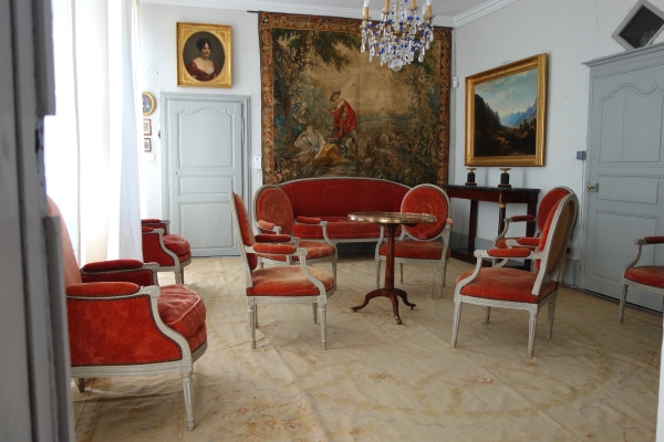Mobilier de salon 9 pièces d'époque Louis XVI - estampille de Jacques Lechartier