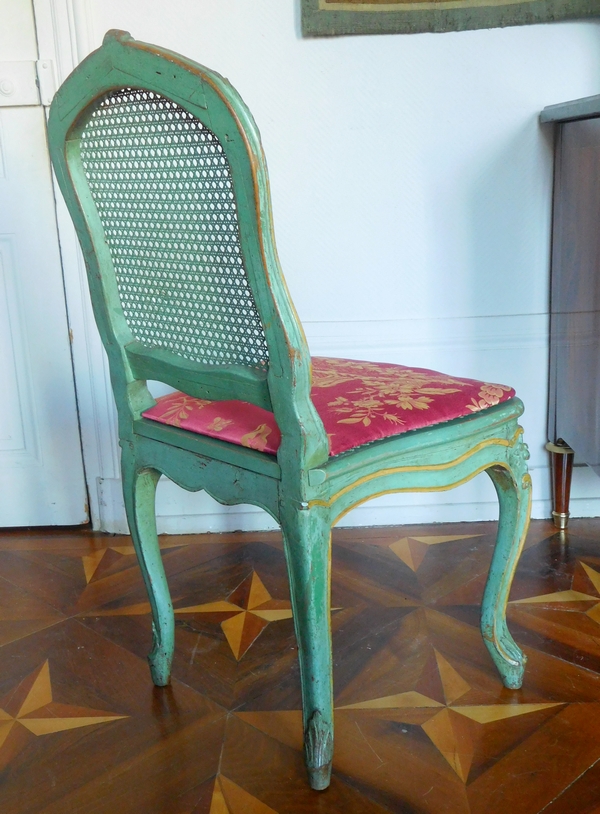 JB Gourdin : salon de 2 fauteuils et 4 chaises cannés d'époque Louis XV aux chinoiseries - estampillé