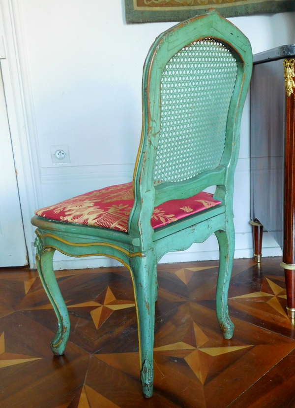 JB Gourdin : salon de 2 fauteuils et 4 chaises cannés d'époque Louis XV aux chinoiseries - estampillé