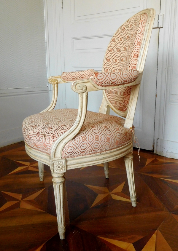 JB Lelarge : grand salon 9 pièces d'époque Louis XVI - canapé 2 bergères 6 fauteuils - estampille